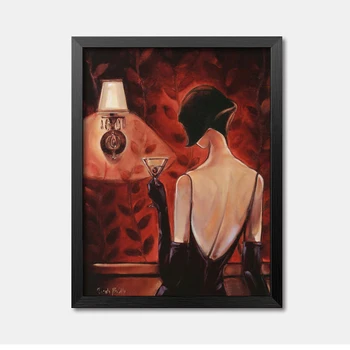 Anotācija Akvarelis Sieviešu Sienas Mākslas Audekls Gleznošanai Bārs Sarkans Vīns Ziemeļvalstu Plakātu Drukāšana Dzīvojamā Istaba Viesnīcā Kluba Bez Rāmīša