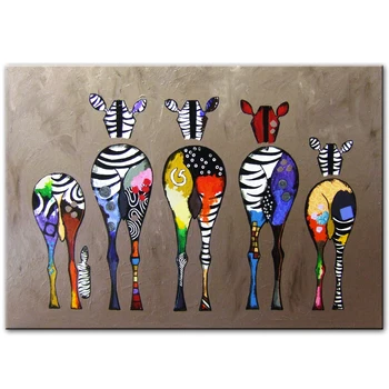 Anotācija Pieciem Zebra Audekla Gleznu Plakātu Izdrukas Quadros Sienas Mākslas Krāsains Dzīvnieku Attēlu, Viesistaba, Mājas Dekoru Cuadros