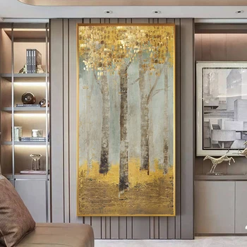 Anotācija Zelta Monētas, Meža Kanvas Glezna Lielo Plakātu Drukas Modes Zelta Wall Art Attēlu for Living Room HD Cuadro Tableaux