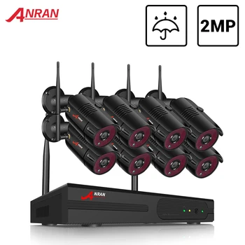 ANRAN CCTV Sistēma, Bezvadu 1080P VRR Ar 2.0 MP Āra Ūdensizturīgs Wifi Drošības Kameru Sistēmas ir Nakts Redzamības Novērošanas Komplekts