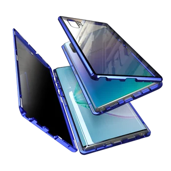 Anti-peeping Stikla Magnētiskā Metāla Case For Samsung Galaxy Note 10 + 10+ 9 8 S8 S9 S10 S20 Plus S20 Ultra Priekšā Privātuma Stikls
