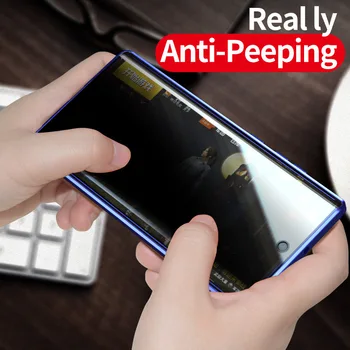 Anti-peeping Stikla Magnētiskā Metāla Case For Samsung Galaxy Note 10 + 10+ 9 8 S8 S9 S10 S20 Plus S20 Ultra Priekšā Privātuma Stikls