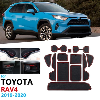 Anti-Slip Gumiju Vārtiem Slots Kausa Mat Toyota RAV4 XA50 2019 2020 Durvju Groove Mat Kalniņi Kausa Spilvenu Auto Uzlīmes RAV 4 XA 50
