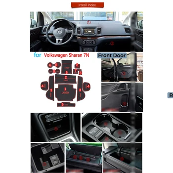 Anti-Slip Gumiju Vārtiem Slots Kausa Mat Volkswagen VW Sharan 7N SEAT Alhambra 2011~2018 MK2 Piederumi, Auto Uzlīmes, 2012 2016