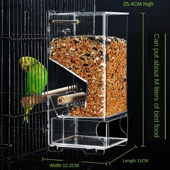 Anti-šļakatas Konteineru Putnu Pakārtotā Pet Putnu Būris Pakārtotā Pārtikas Konteiners Pārredzamu Papagailis Barošanas Lodziņā Putnu Piegādes WY70702