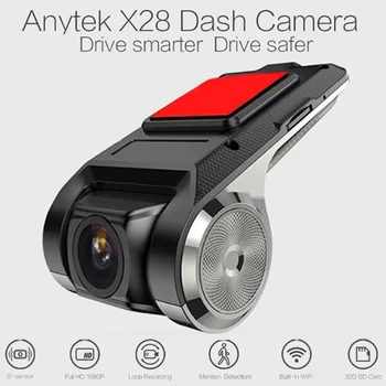 Anytek X28 1080P FHD Objektīvs WiFi ADAS Auto DVR Dash Kamera Iebūvēts G-sensors Video Reģistrators Auto Dash Kamera Auto Piederumi