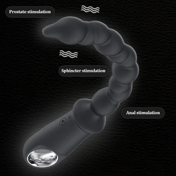 Anālais vibrators sievietēm, Bendable Silikona Prostatas Massager USB Smart apkures Ūdensizturīgs Anālās Lodītes Geju Snal seksa rotaļlietas