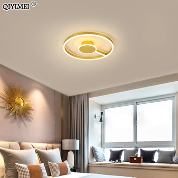 Apaļa Kvadrātveida Modernu LED Lustras Gaismas Dzīvojamā Istaba Guļamistaba Zelta Kafijas Lampas Ar Tālvadības pulti Jaunas Mājas Apgaismojums, Spīdums