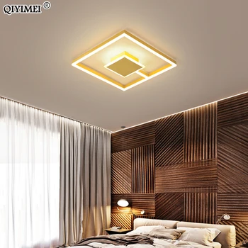 Apaļa Kvadrātveida Modernu LED Lustras Gaismas Dzīvojamā Istaba Guļamistaba Zelta Kafijas Lampas Ar Tālvadības pulti Jaunas Mājas Apgaismojums, Spīdums