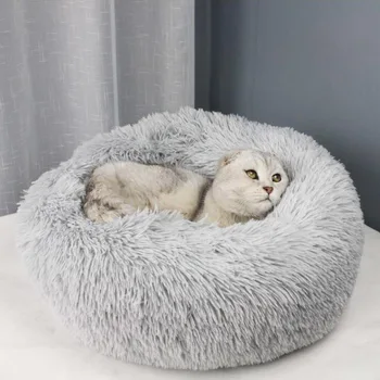 Apaļā Kaķis gultā, Ilgi Plīša Pet Suns Gulta Par Suņiem Super Mīksts Kaķis Ziemā Silts guļammaiss Kucēnu Suņu Audzētava Spilvenu Pārklāji sauļošanās krēslu Dīvāns