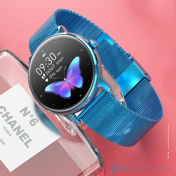 Apaļā Smart Skatīties Sieviešu Smartwatch Elektronika Smart Clock Android, IOS Fitnesa Tracker ar skārienekrānu Bluetooth Smart-skatīties