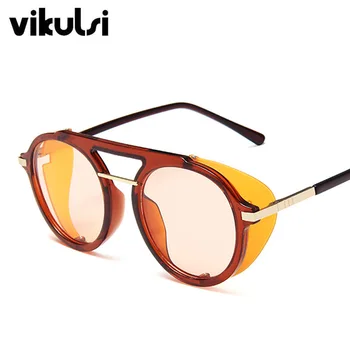Apaļā Steampunk Saulesbrilles Cilvēks Retro Krāsains Saulesbrilles Sieviešu Sveķu Vintage Zīmolu Modes Unisex UV400 ins Šarmu Saulesbrilles Jaunas