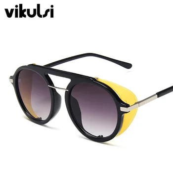 Apaļā Steampunk Saulesbrilles Cilvēks Retro Krāsains Saulesbrilles Sieviešu Sveķu Vintage Zīmolu Modes Unisex UV400 ins Šarmu Saulesbrilles Jaunas