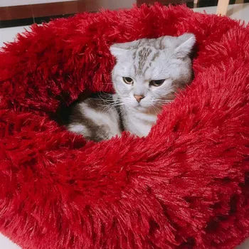 Apaļā Suņu kaķu Gulta pet ligzdu Mazgājams Pet Cat House Suns Elpojošs sauļošanās krēslu Dīvāna dziļā miegā kaķu pakaiši audzētava Super Mīksta Plīša Spilventiņu.