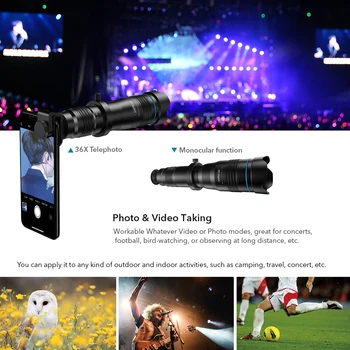 APEXEL Redzes Tālruņa Mobilo Kameras Objektīvs 36X Telefoto Teleskopa Objektīvs Monokulāri + Selfie Statīvu IPhone, Huawei Visiem Viedtālruņu