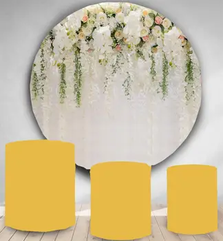 Aplis fotogrāfijas fons kāzu līgavas dušas white flower kārtā foto fona photo booth studio dzimšanas dienas deserta galda