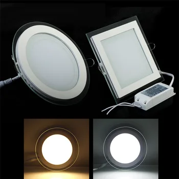 Aptumšojami LED Panelis Downlight Kvadrātveida/Apaļā Stikla Panelis Gaismas, Augstu Spilgtumu Griesti, Padziļinājumā Lampām, Lai Mājās SMD5630 AC85-265V