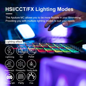Aputure AL-MU 3200K-6500K Portatīvās LED Gaismas Ar HSI/KMT/FX Apgaismojuma Režīmi, Video, Fotogrāfijas Apgaismojums AL MC Mini RGB Gaismas