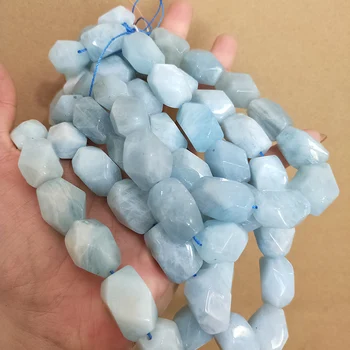 Aquamarine dzīvoklis zilā baroka slīpētas 12-16 mm DIY rotaslietu izgatavošana zaudēt krelles FPPJ vairumtirdzniecības pērlītēm dabas gem akmens