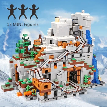 Ar 13 MINI Skaitļi Mana Pasaule Kalnu Alā Classic Celtniecības Bloki, Ķieģeļi Izglītības Ziemassvētku Rotaļlietas Dzimšanas dienas Dāvanas