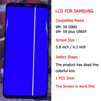 Ar dead line S9 SM-G960F LCD Samsung Galaxy S9 Plus ekrāns Ar Rāmi S9 Plus G965F LCD Displejs, Touch Screen Montāža