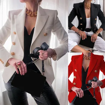 Ar garām piedurknēm tvīda uzvalks, žakete, Elegants Biznesa Biroja Darbs Sievietēm Lady Cietu Pogas, Uzvalks Jaka, Mētelis Outwear костюм женский