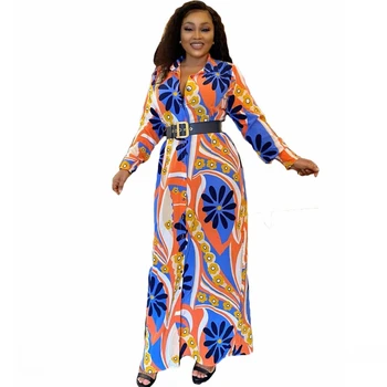 Ar Garām Piedurknēm Āfrikas Kleitas Sievietēm Jaunā Modes Kreklu Apkakles Āfrikas Zaudēt Ilgi Dashiki Tradicionālo Puse Maxi Kleita Lady
