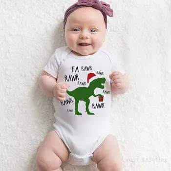 Ar īsām Piedurknēm Baby Zēni Meitenes Drēbes Dinozauru Ziemassvētku Bērnu Kombinezonus 0-24M Jaundzimušo Kokvilnas Jumpsuits Zīdaiņu Apģērbs Vasaras Tees
