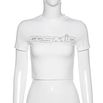 Ar īsām Piedurknēm Burtiem Drukāt Sexy Ctop Topi Sieviešu Modes Streetwear Puse Kluba Sieviešu T-krekli 2020. gada Vasaras