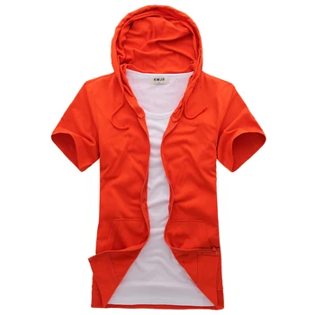 Ar īsām Piedurknēm pelēkā vārna (10 krāsas) Stilīgs Casual Īsām Piedurknēm T-Krekls, Vīriešu Vasarā Jaunu Cieto Gadījuma Zip Jaka Top
