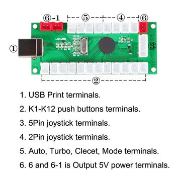 Arcade DIY Komplektu Daļas USB Encoder, lai PC Spēles 5 Pin Kursorsviru + 24mm 30mm spiedpogas Arcade ministru Kabineta Mame & Aveņu pi 2 3B