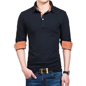 ARCSINX garām Piedurknēm Vīriešu T-Krekls Rudenī Tumši Zila Slim Fit T krekls Vīriešiem Caasual vienkrāsainu Melnu Tshirt Modes Tee Kreklu Vīrietis