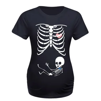 ARLONEET Dzemdību barošanas Apģērbs ar Īsām Piedurknēm Skelets Drukāt, Topi, T-kreklu Grūtnieces Ikdienas Drēbes Halloween T-krekls