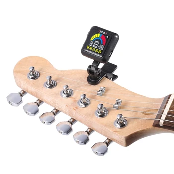 Aromāts-102 Uzlādējams Clip-On Guitar Tuner Krāsu Sn Ar Iebūvētu Akumulatoru, Usb Kabeli, Lai Hromatiskās Ģitāra Havajiešu Ģitāra, Bass(Wh