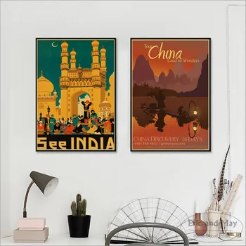 Asia Travel Ceļojumu Vintage Propagandas Plakāti Un Izdrukas Audekls Krāsošana Sienas Art Attēlu Mūsdienu Dekoratīvo Mājas Dekoru Affiche