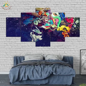Astronauti Brīnišķīgu Ceļojumu Mūsdienu Audekls Mākslas Izdrukas Plakātu Sienas Gleznojums Mājās Apdare Mākslas darbu, Wall Art Attēlus Guļamistabai