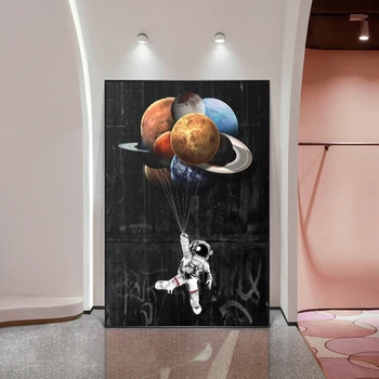 Astronauts Kosmosa Sapņo Zvaigznes Ierobežot Eļļas Glezna Mākslas Audekls Plakāti Sienas Art Attēlus Dzīvojamā Istaba un Izdrukas Mājas Dekoru