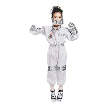 Astronautu tērpu Jumpsuits Parūkas Cimdu Svešzemju Kosmonautu Apģērbu Bērniem Sudraba skafandrs Halloween Purima Puse