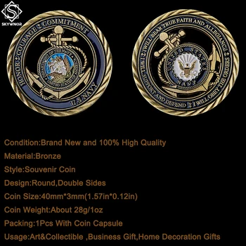ASV Challenge Monētas Militārā ASV Navy Emblēmu Core Dobi Vara Monētas Medaļa par Drosmi, Apņēmību Kolekcionējamus Monētas W/ Kaste