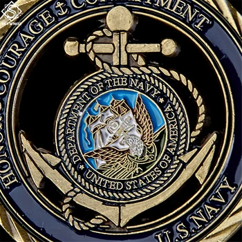 ASV Challenge Monētas Militārā ASV Navy Emblēmu Core Dobi Vara Monētas Medaļa par Drosmi, Apņēmību Kolekcionējamus Monētas W/ Kaste