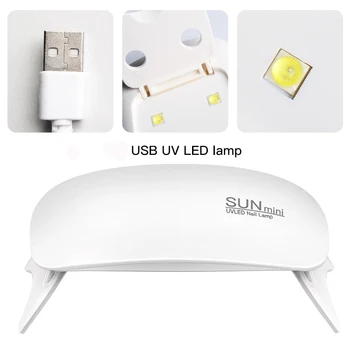ATBILST VISĀ 6W Nagu Žāvētājs LED UV Lampas Micro USB Gēla Laku Konservēšanas Mašīnu Lietošanai Mājās Nail Art Instrumenti, Lampas, Nagu