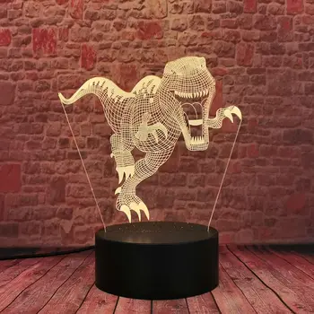 Atdzist 3D Ilūziju, LED Nightlight Krāsains Mainās Miega Galda Lampa Modelis Dinozauru Dzīvnieku Figuras rotaļlietas