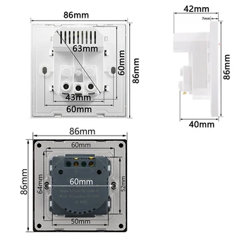 Atlectric ES FR Standarta Strāvas Kontaktligzdu Dual USB Ports Uzlādes Adapteris Ar Led Indikatoru, Sienas Lādētāju Kontaktligzdai Rūdīta Stikla Rūts