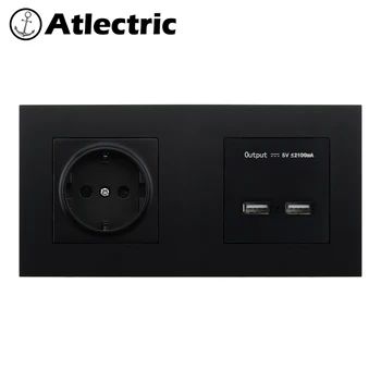 Atlectric ES Standarta Plug daļas. Dual USB Ports Uzlādes Strāvas Sienas Kontaktligzdas, Plastmasas Panelis, rozete