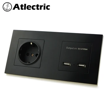Atlectric ES Standarta Plug daļas. Dual USB Ports Uzlādes Strāvas Sienas Kontaktligzdas, Plastmasas Panelis, rozete