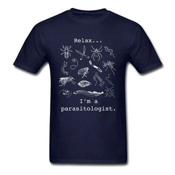Atpūsties Pieaugušo T Kreklu, Kokvilnas Vīriešu T-krekli Parasitologist Pasūtījuma Topi, t-veida, Funny Dzīvnieki, Blue Print Apģērbu Plus Lieluma Krekli