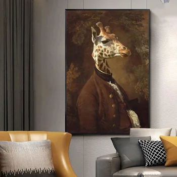 Audekla Apgleznošana Sienu Mākslas HD Žirafe Drukāšana, Plakātu Mājas Karikatūra Dzīvnieku Dekoratīvās Mūsdienu Dzīvojamā Istaba Anotācija Moduļu Bildes