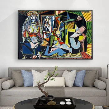 Audekls Mākslas Vintage Mājas Dekoru Krāsošana Pablo Pikaso SIEVIETES ALŽĪRA Plakāti Un Izdrukas Sienas Mākslas Aina Dzīvojamā Istaba Dekori