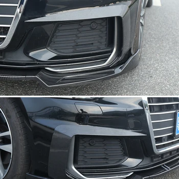 Audi A6 C8 Priekšējais Spoilers Lūpu Bufera Difuzoru ABS Black & Oglekļa Šķiedras Stila Iederas Audi A6 2019-2021 Auto Piederumi