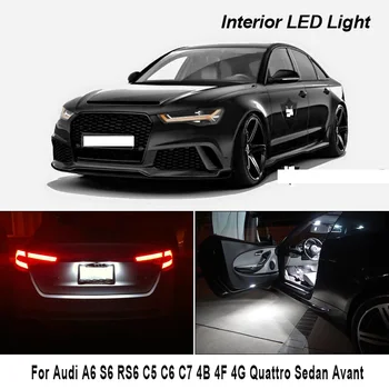 Audi A6 S6 RS6 C5 C6 C7 4B 4F 4G Quattro Sedans, Avant LED Interjera Apgaismojums Kartes Dome Bagāžnieka Lampu Komplekts Canbus Nav Kļūda Spuldzes